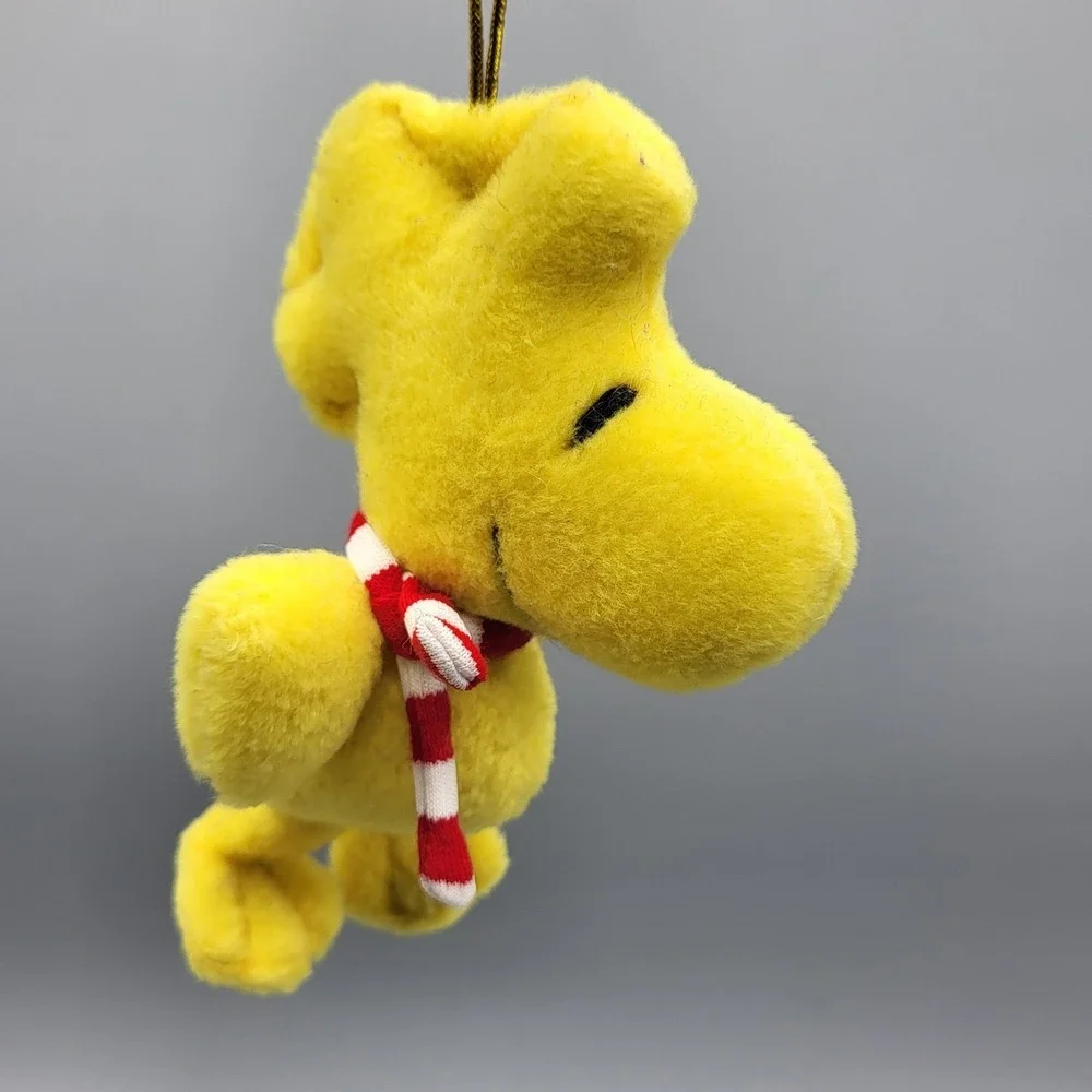 Kurt Adler Woodstock Plush Stuffed Ornament Peanuts Small Striped Scarf Yellow